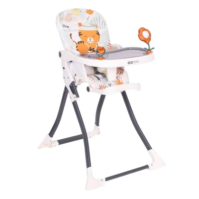 EcoToys HC301-2402 Skládací dětská jídelní židlička s hračkami Tygřík