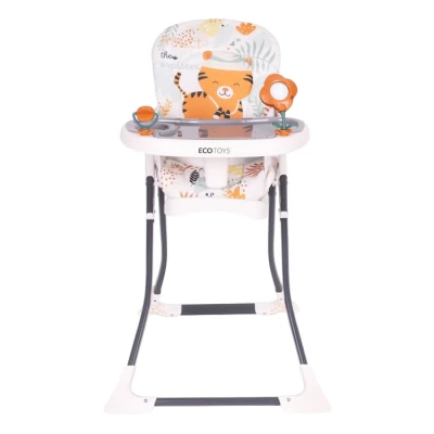 EcoToys HC301-2402 Skládací dětská jídelní židlička s hračkami Tygřík