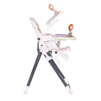 EcoToys HC301-2402 Skládací dětská jídelní židlička s hračkami Tygřík