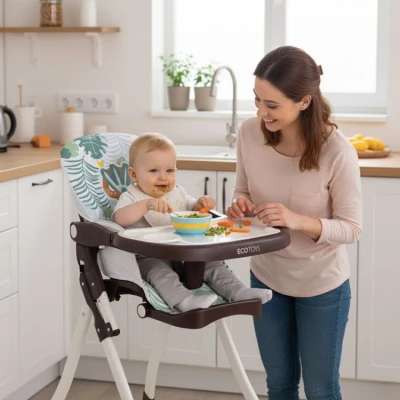 EcoToys HC301-2401 Skládací dětská jídelní židlička s hračkami džungle