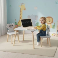 EcoToys 6163 Detský drevený stôl so stoličkami Koala, sivý