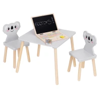 EcoToys 6163 Detský drevený stôl so stoličkami Koala, sivý