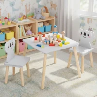 EcoToys 6163 Detský drevený stôl so stoličkami Koala, sivý