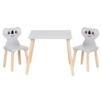 EcoToys 6163 Detský drevený stôl so stoličkami Koala, sivý