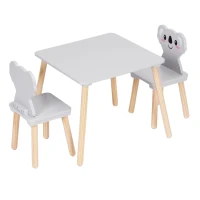 EcoToys 6163 Detský drevený stôl so stoličkami Koala, sivý