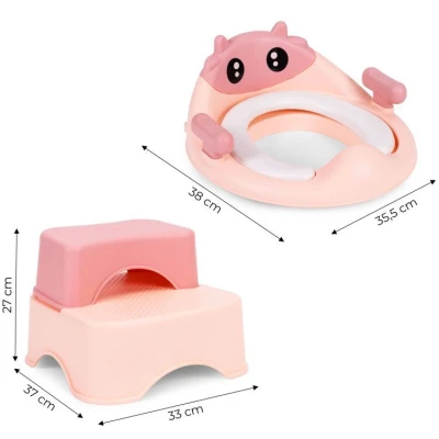 EcoToys HA-P17-18-PK Dětské WC sedátko se schůdky a podestou růžové