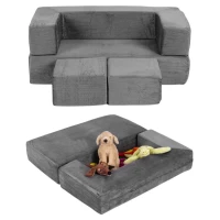 EcoToys TMSRT-16-GY Modulárna skladacie pohovka pre deti, 4 vankúše, 100 x 50 cm - sivá