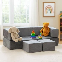 EcoToys TMSRT-16-GY Modulárna skladacie pohovka pre deti, 4 vankúše, 100 x 50 cm - sivá
