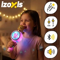 Izoxis 27048 Bezdrôtový karaoke mikrofón Bluetooth Rabbit, 800 mAh, ružový