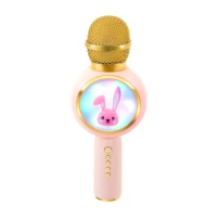 Izoxis 27048 Bezdrôtový karaoke mikrofón Bluetooth Rabbit, 800 mAh, ružový