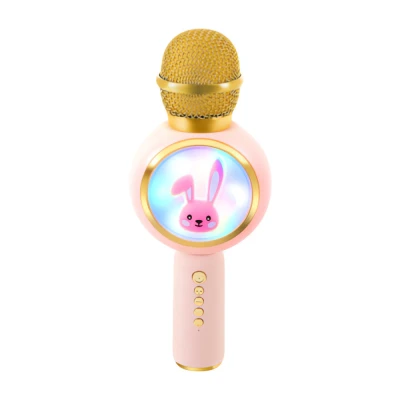 Izoxis 27048 Bezdrôtový karaoke mikrofón Bluetooth Rabbit, 800 mAh, ružový