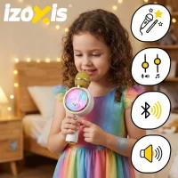 Izoxis 27047 Bezdrôtový karaoke mikrofón Bluetooth Rabbit, 800 mAh, biely