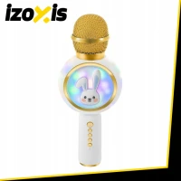 Izoxis 27047 Bezdrôtový karaoke mikrofón Bluetooth Rabbit, 800 mAh, biely