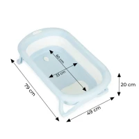 EcoToys HA-B37 Dětská skládací cestovní vanička s odtokem, šedomodrá 