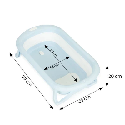 EcoToys HA-B37 Dětská skládací cestovní vanička s odtokem, šedomodrá 