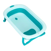 EcoToys HA-B37 Skladacie cestovné vanička s odtokom, modrá 