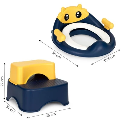 EcoToys HA-P17-18 Dětské WC sedátko se schůdky a podestou, modré