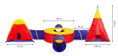 iPlay 8905 Sada dětských stanů 7 v 1 s tunely, Teepee