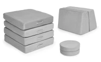 EcoToys TMSRT-14 Modulární skládací pohovka pro děti, 2 místná,8 polštářů, šedá