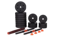 ModernHome Nastavitelné činky 2 × 15 kg + spojovací tyč