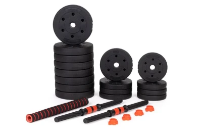 ModernHome Nastavitelné činky 2 × 15 kg + spojovací tyč