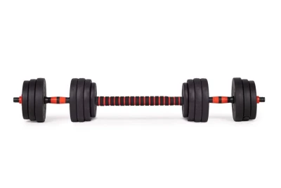 ModernHome Nastavitelné činky 2 × 15 kg + spojovací tyč