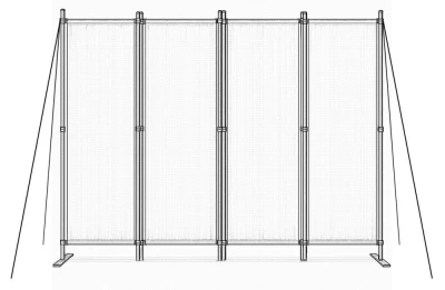 MultiGarden AW-022/4TLG Skládací zahradní a pokojový paraván, 4dílný, 167 x 216 cm, šedý