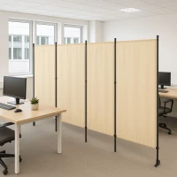 MultiGarden AW-022/4TLG Skladací záhradný a izbový paravan, 4-dielny, 167 x 216 cm, béžový