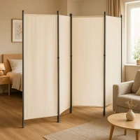 MultiGarden AW-022/4TLG Skladací záhradný a izbový paravan, 4-dielny, 167 x 216 cm, béžový