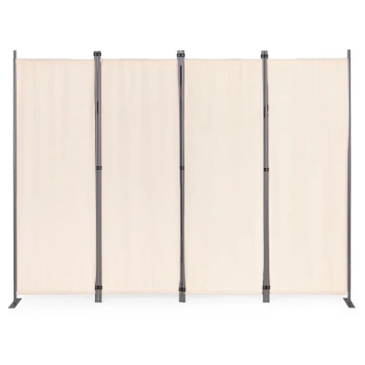 MultiGarden AW-022/4TLG Skladací záhradný a izbový paravan, 4-dielny, 167 x 216 cm, béžový