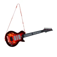MultiStore HC566237 Detská elektrická rocková gitara s LED svetlami a tutoriálom, červená