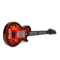 MultiStore HC566237 Dětská elektrická rocková kytara s LED diodami a výukou, červená
