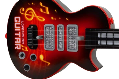 MultiStore HC566237 Dětská elektrická rocková kytara s LED diodami a výukou, červená