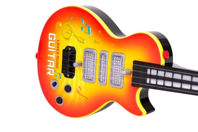 MultiStore HC566237 Dětská elektrická rocková kytara s LED diodami a výukou, oranžová