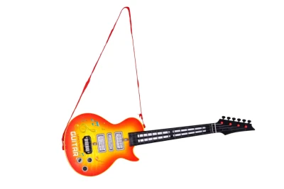 MultiStore HC566237 Dětská elektrická rocková kytara s LED diodami a výukou, oranžová
