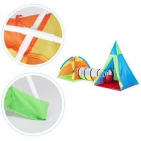 iPlay 2402 Dětský hrací stan 3 v 1, iglú + teepee + spojovací tunel 