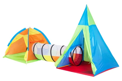iPlay 2402 Dětský hrací stan 3 v 1, iglú + teepee + spojovací tunel 