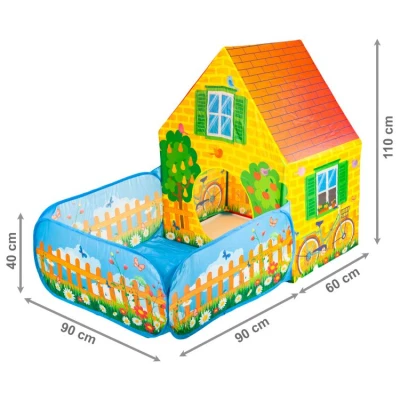 iPlay 8173 Dětský domeček se suchým bazénem 110 x 150 x 90 cm, farma