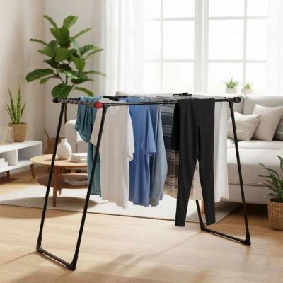 ModernHome BJ-1928 Stojící teleskopický sušák prádla 19 m, skládací, černý