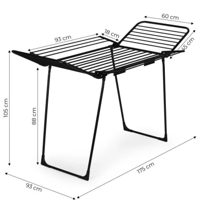 ModernHome BJ-1925 Stojící sušák na prádlo 25 m, 4 křídla, skládací, černý