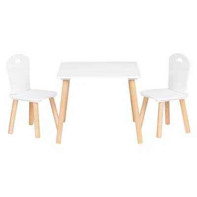 EcoToys WH161 Dětská sada nábytku, stůl + 2 židle, bílá