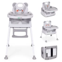 EcoToys HC523-GY Dětská jídelní židlička 3 v 1, šedá