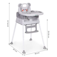 EcoToys HC523-GY Dětská jídelní židlička 3 v 1, šedá
