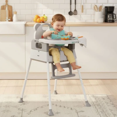 EcoToys HC523-GY Dětská jídelní židlička 3 v 1, šedá