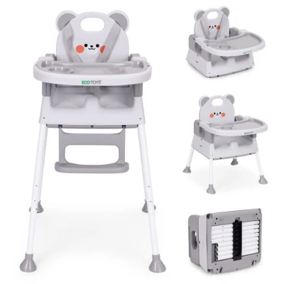 EcoToys HC523-GY Dětská jídelní židlička 3 v 1, šedá