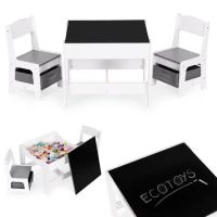 EcoToys ZKC-1A Detský nábytkový set, stôl + 2 stoličky s úložnými boxmi a obojstrannou doskou
