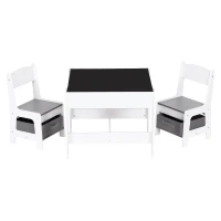 EcoToys ZKC-1A Detský nábytkový set, stôl + 2 stoličky s úložnými boxmi a obojstrannou doskou 