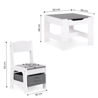 EcoToys ZKC-1A Detský nábytkový set, stôl + 2 stoličky s úložnými boxmi a obojstrannou doskou