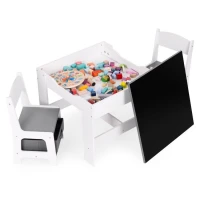 EcoToys ZKC-1A Detský nábytkový set, stôl + 2 stoličky s úložnými boxmi a obojstrannou doskou
