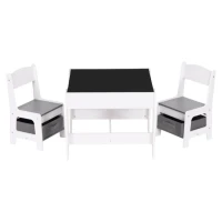 EcoToys ZKC-1A Detský nábytkový set, stôl + 2 stoličky s úložnými boxmi a obojstrannou doskou